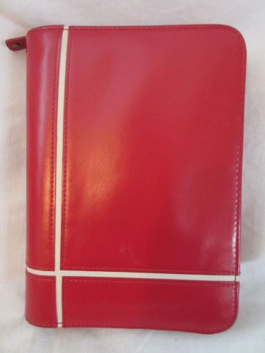 Franklin covey true red white striped zippered planner binder 1 1/4&#034; rings for sale