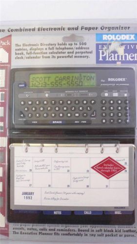 Vtg Rolodex Executive Planner Electronic 500 Entries Calculator Clock All in One