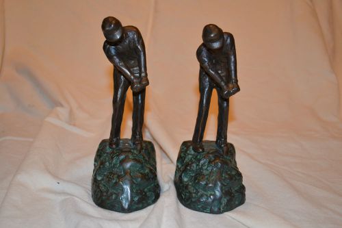 GOLFER BOOKENDS (MATCHING BUSINESS CARD HOLDER LISTED SEPERATELY)