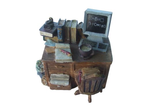 OFFICE COMPUTER DESK with PC MONITOR_K&#039;s Collection_Resin Sculpture_BOOKS CHAIR