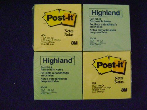 Post-it &amp; Highland Self-Stick Removable Notes 4 packs of 100