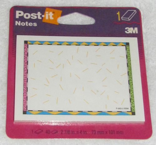 New! 1997 3m post-it notes pad pattern border 40 sheets 2-7/8&#034; x 4&#034; u.s.a. for sale