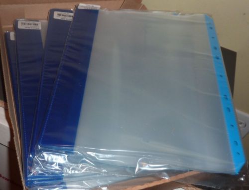 Box of 100 sheet page protectors,  blue edges,  top or side load, 8.5&#034; x 11&#034; for sale