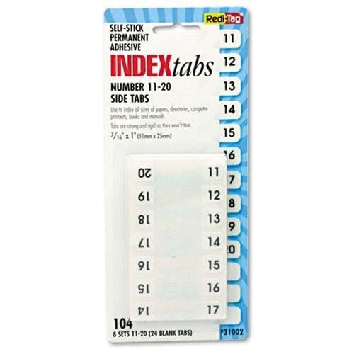Redi-tag preprinted 11-20 numbered index tabs - printed11-20, (31002) for sale