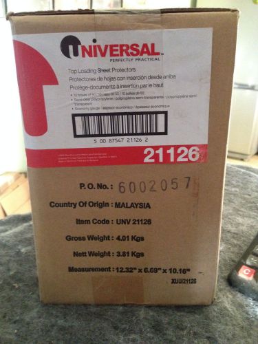 Lot of 500 universal 21126 top loading sheet protectors letter clear unv21126 for sale