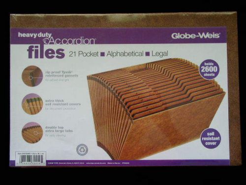 New globe weis - legal alphabetical accordion open top file 21 pocket 1/3 tab for sale