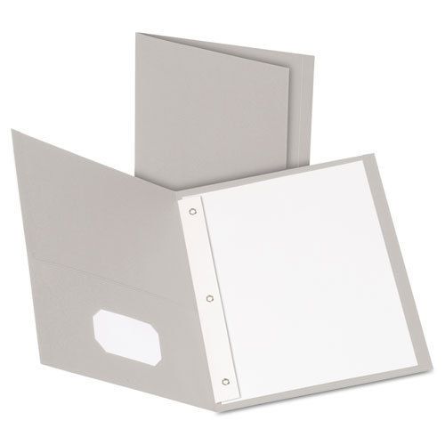 Twin-pocket folders with 3 fasteners, letter, 1/2&#034; capacity, gray, 25/box for sale