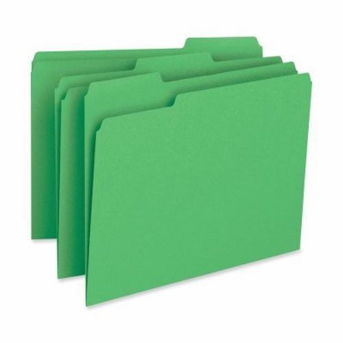 Business Source File Folder, 11pt, Assorted Tabs, 100 per Box, Green (BSN65777)