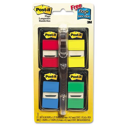 Post-it Flags Value Pack, Assorted, 200 1&#034;Flags, Gel Pen w/50 Flags 2 PKS of 250