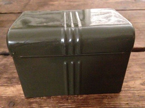 Vintage Art Deco Metal File Index Card Box With Index Cards **Hard To Find ***