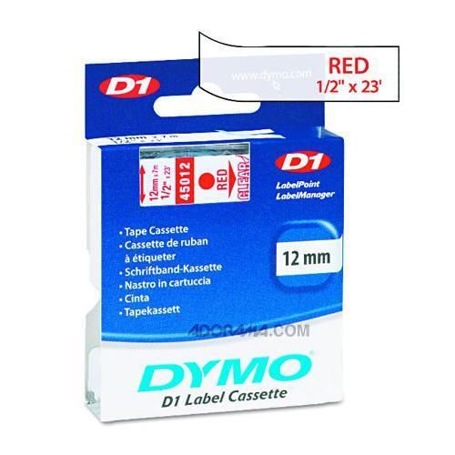 Dymo 45012 1/2&#034; 23 feet red on clear tape for labelmanager, labelpoint printers for sale