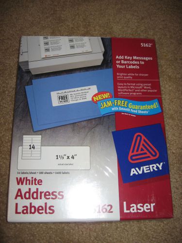 Shrink-Wrapped Box AVERY 5162 Laser White Address Labels-1400 labels-NEW