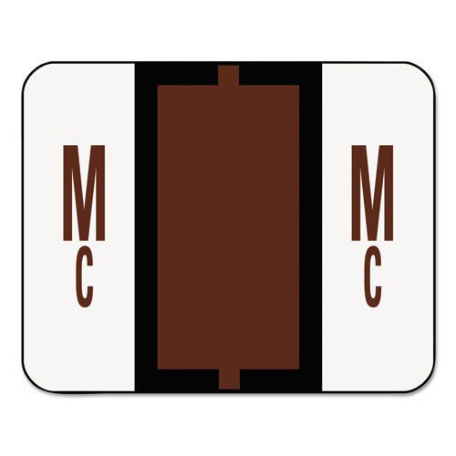 A-z color-coded bar-style end tab labels, letters mc, brown, 500/roll for sale