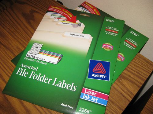 Avery TrueBlock 5266 Assorted File Folder Labels - 46 Sheets (1380 Labels)