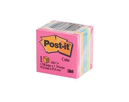 Post-it? Notes, Original Cube, 1 7/8 inches x 1 7/8 inches, Assorted Neon and Ul