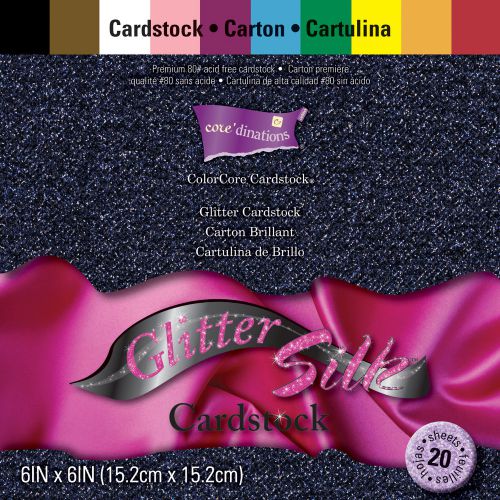 Darice Core-dinations Glitter Silk Cardstock Pack 6-in x 6-in 20/Pkg GX1700