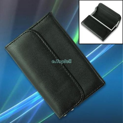 Black Faux Leather Business Credit Name ID Card Case Box Holder Wallet Purse