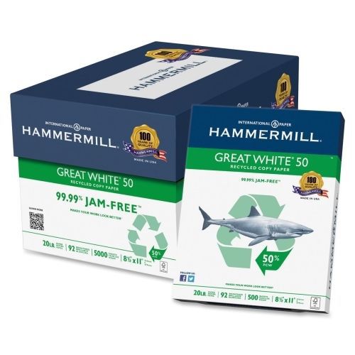 Hammermill Great White Copy Paper - 8.50&#034; x 11&#034; - 5000/Carton - White