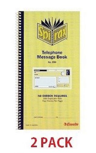2 X TELEPHONE MESSAGE BOOK SPIRAX 550 C/LESS