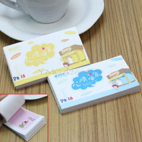 2 Pcs Cartoon Pattern Note Bookmarker Notes Memo Paper Pad For Home Office Use