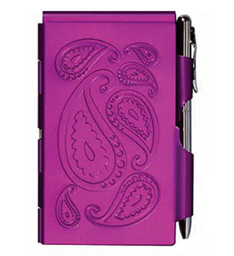 Passion Purple Flip Notes Travel Notepad With Aluminum Case and Pen