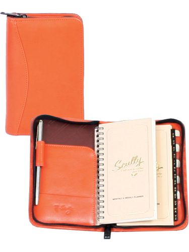 Scully Sunset Orange Italian Calfskin Leather Zip Pocket Planner 5008Z-06-40-F