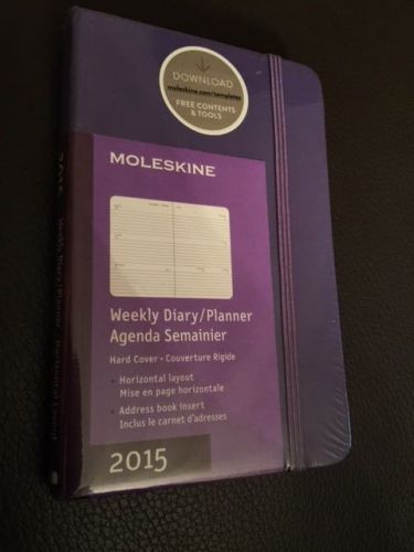 NEW 2015 Moleskine PURPLE Pocket WEEKLY Diary Planner Hard Cover SEALED 2374