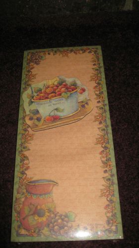 Legacy Pretty Fruit Cherries Bordered Grocery memo Note Pad &amp; Magnet Set New