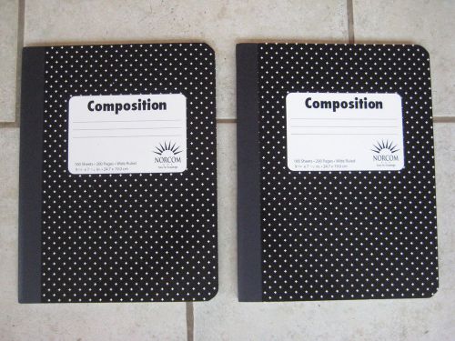 NEW Norcom Composition Books (LOT OF 2 BOOKS) Black with White Diamonds