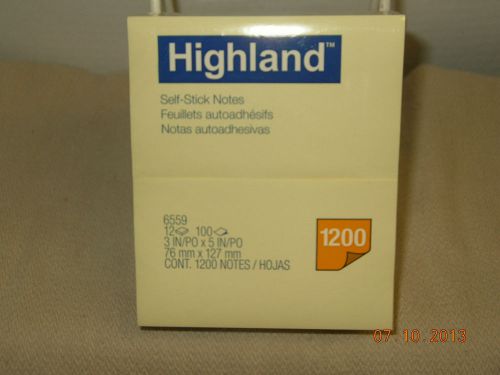Highland 3x5 sticky note pad 1200 sheets per pack of 12 new free shipping 6559 for sale