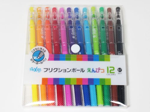 Erasable Ball Point Pen - PILOT FRIXION BALL  0.7mm 12 Colors Set F/S from Japan