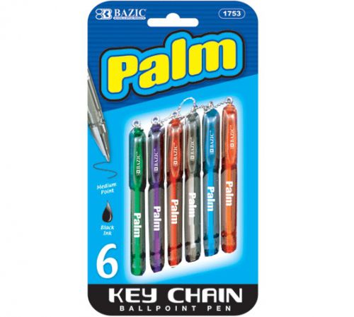 BAZIC Palm Mini Ballpoint Pen w/ Key Ring (6/Pack), Case of 24