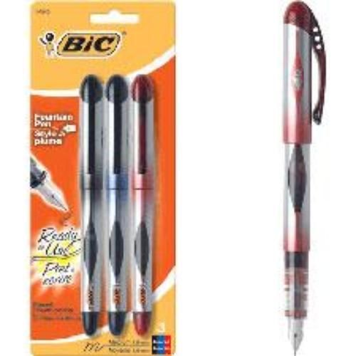 BIC Disposable Fountain Pen Medium 3 Count Assorted