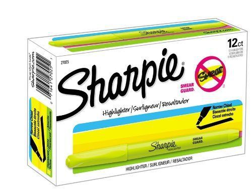 Sharpie Accent Pocket-Style Highlighters, Fluorescent Yellow , Chisel Tip, Dozen