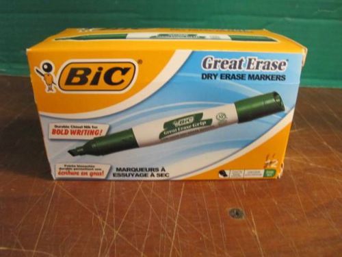 BIC GDEM11GN GREEN DRY ERASE CHISEL POINT MARKERS NON-TOXIC / LOW ODOR BOX OF 11