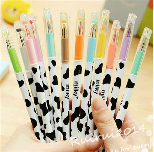 12Pcs Milky Cow Multi Colors Rollerball PensGel Ball Pen cute stationery