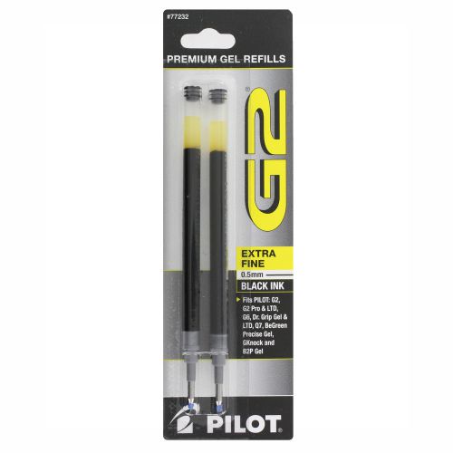 Pilot G2 Gel Ink Refill, for RollerBall Pens Extra Fine Point, Black Ink, 2/Pack