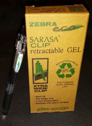 NIB Zebra eco retractable gel pen .7mm black ink pack of 12