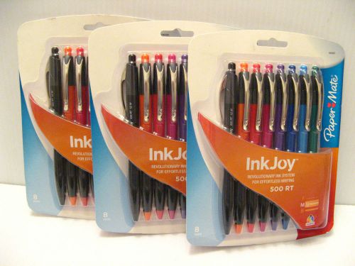 PAPERMATE INKJOY 500 RT RETRACTABLE ASSORTED COLOR 8 Pack 1.0mm 1803501 Lot of 3