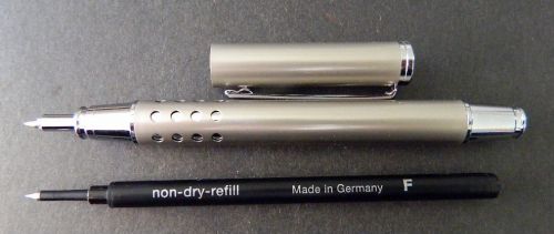 new schmidt rollerball pen stainles steel shell black ink non dry refill siemens