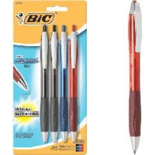 BIC Atlantis Retractable Gel Pen Medium 0.7mm 4 Pack Assorted
