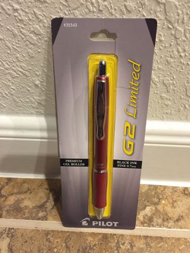 Pilot G2 Limited Retractable Gel Ink Pen, 0.7mm, Fine Point, Red Barrel (31540)