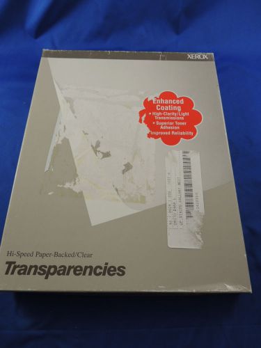 Box of 33 Xerox Hi-Speed Paper Backed Clear Transparencies 3R3028 Enhanced Coat
