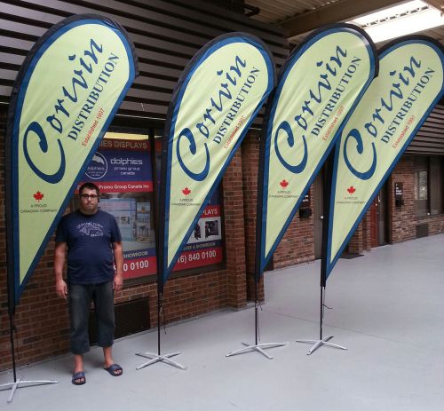 11.5&#039; flag business event marketing banner sign stand +free graphics +cross base for sale