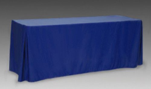 6 ft. Fitted Table Cover - Expo Blue Poly Premier