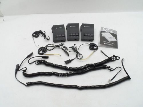 Plantronics Vista M12 Office Phone Headset Amplifier w/ QD Headsets - Lot of 3