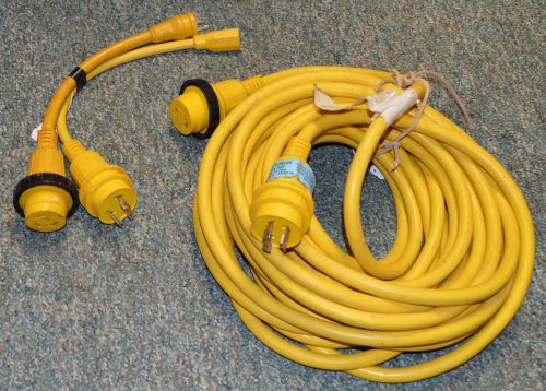 Marinco 40 foot shore power cable set 30a 125v 3750w # bx-9053 + 2 adapters for sale