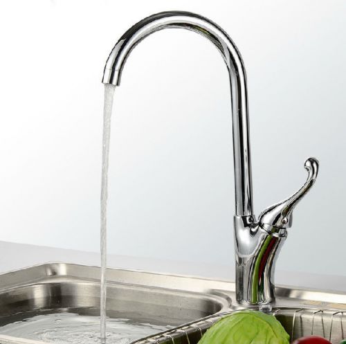 Modern Single Handle Deck mount Kitchen Sink Faucet Chrome Finish Mixer Tap