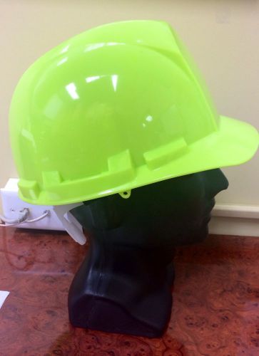 6-Point Ratchet Nylon Suspension Protective Hard Hat:  LIME GREEN