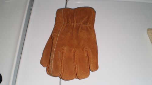 New Pair Lined Suede Gloves-Large